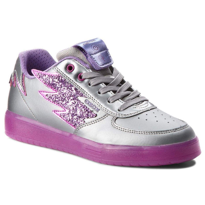 Geox Mädchen J Kommodor B Low-top Sneaker, Silber Dk Silver Lilac C1335