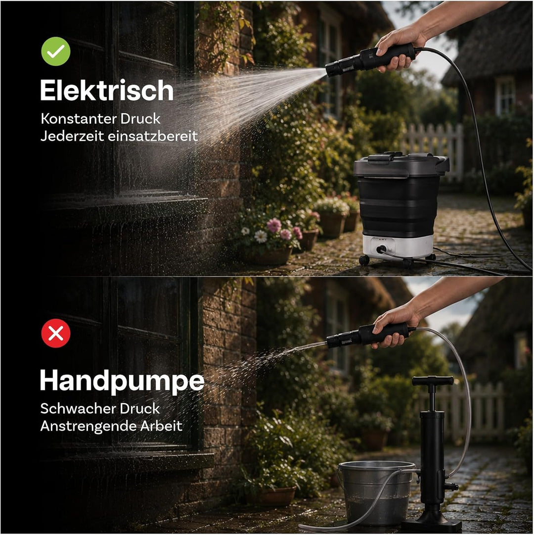Faltbarer Tragbarer Hochdruckreiniger mit 12L Wassertank von WanderS – Kabelloser Akku Druckreiniger