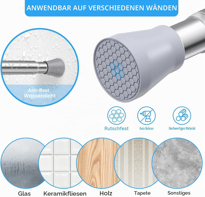 AIZESI 1 Stück Gardinenstange ohne Bohren 40-70cm Ø22mm, Teleskopstange zum Klemmen Klemmstange für