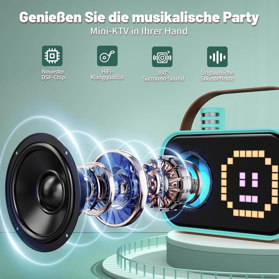 JYX Karaoke Anlage mit 2 Mikrofonen, Karaoke Maschine Kinder mit Professionellem Begleitmodus, Bluet