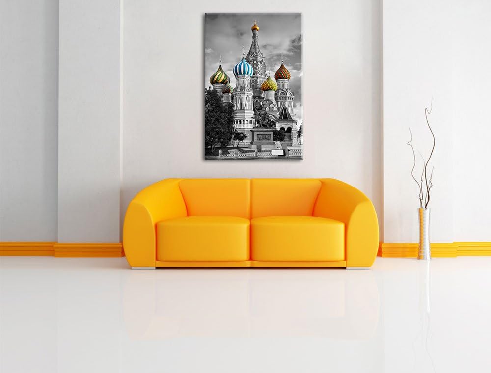 schöne Basilica in Moskau schwarz/weiss Format: 100x70 auf Leinwand, XXL riesige Bilder fertig gerah