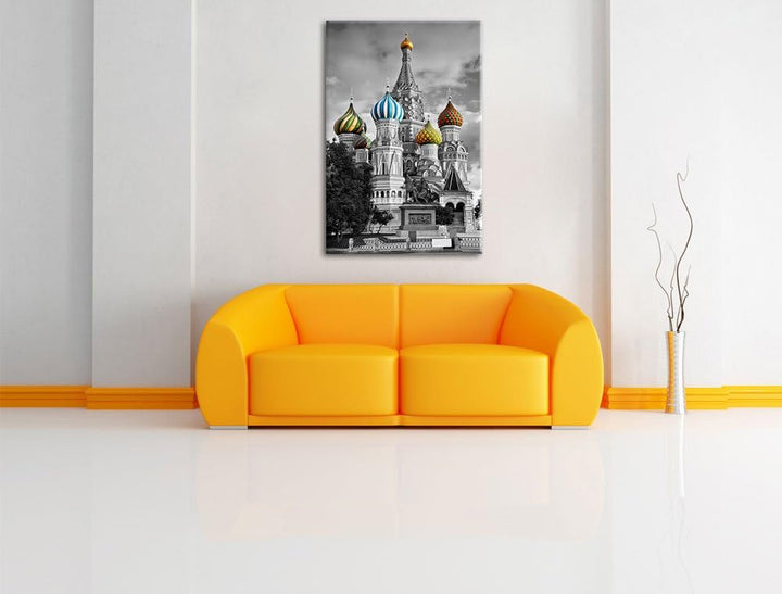 schöne Basilica in Moskau schwarz/weiss Format: 100x70 auf Leinwand, XXL riesige Bilder fertig gerah