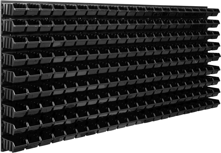 Lagersystem Werkstattregal | 172 x 78 cm | 198 stck. Box | Wandregal mit Stapelboxen - Wandplatten E
