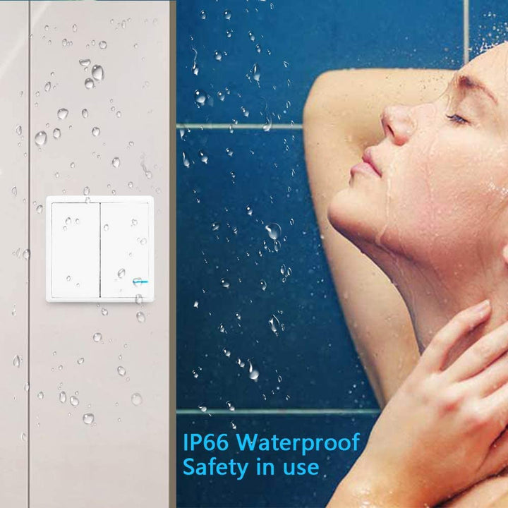 Lichtschalter Set, Thinkbee Funkschalter mit Empfänger Wasserdichter Wireless Lichtschalter Fernbedi