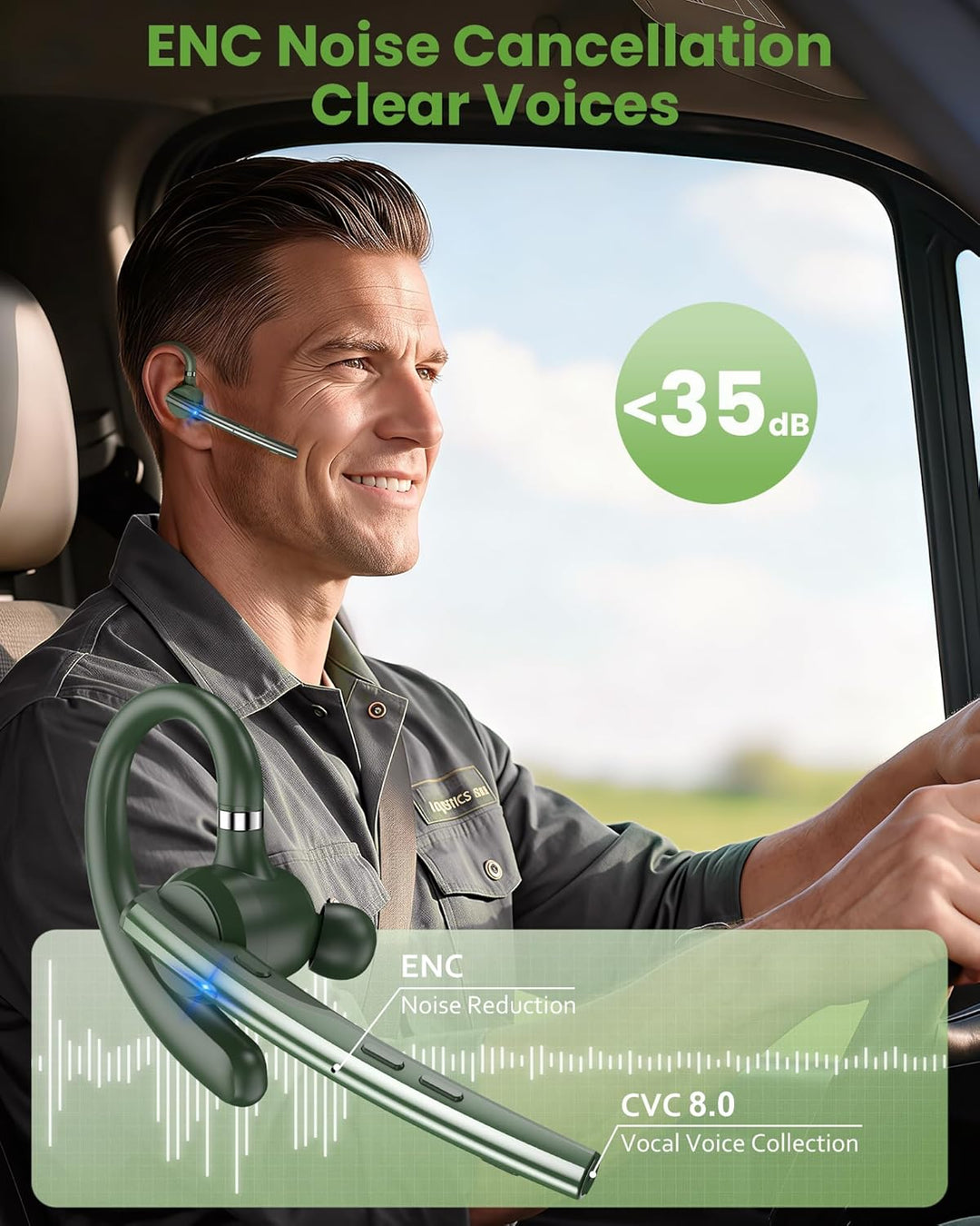 New Bee Bluetooth Headset mit 72h Spielzeit Bluetooth V5.1 Freisprech Headset Handy mit LED Ladecase