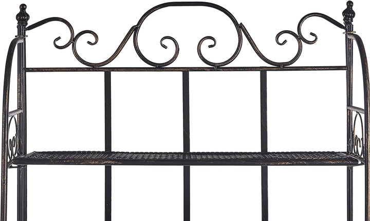 Vielseitiges Gartenregal in Schwarz aus Metall mit 4 Ablageflächen Isernia