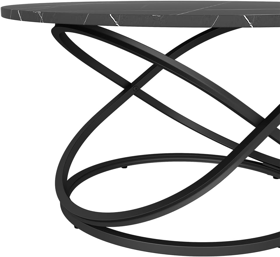 Vicco Couchtisch Calgary, Schwarz/Schwarzer Marmor, 79.5 x 46 cm mit grosse Arbeitsfläche, Schwarz