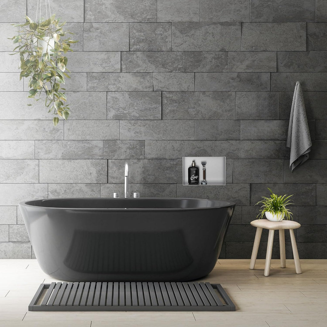 LuxeBath Wandnische aus Edelstahl, 20x30x10 cm, Silber, Duschnische, Randlos, Einbauregal, Flexibler