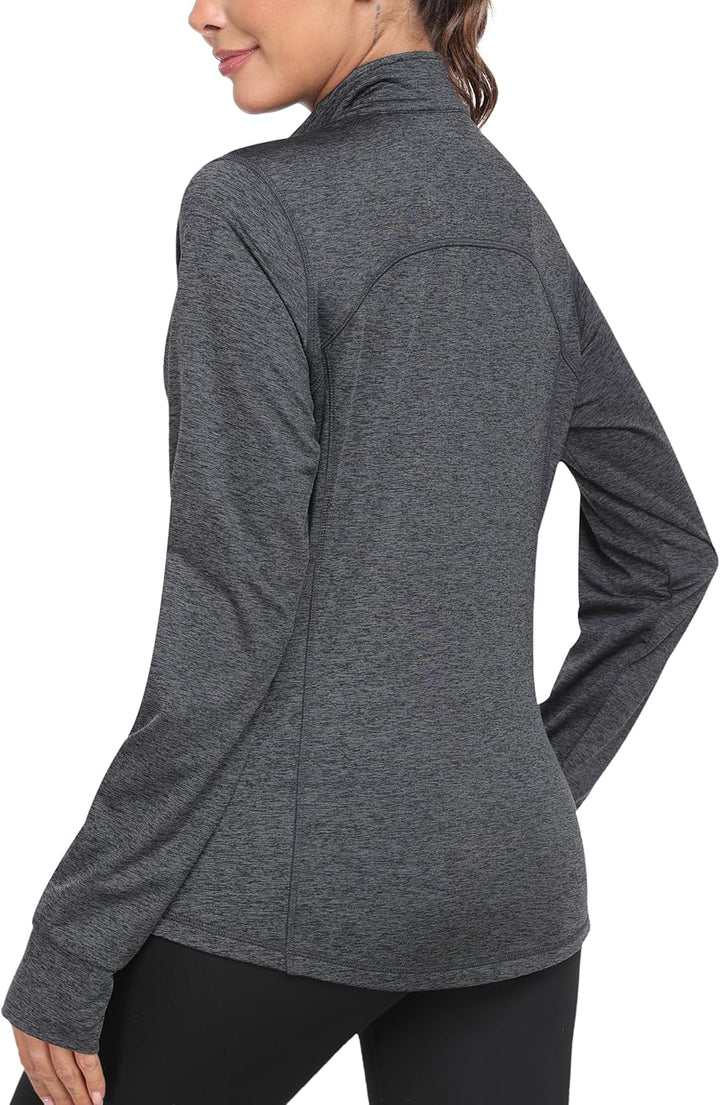 MoFiz Sportjacke Damen Leicht Trainingsjacke Mikrofleece Sweatjacke Wandershirt mit Reissverschluss