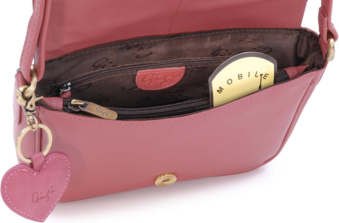 Gigi - Damen Leder Umhängetasche - Crossbody Bag/Handtasche Klein - Verstellbarer Schultergurt - mit
