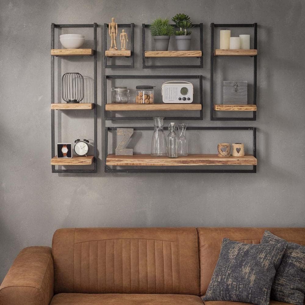 RINGO-Living Massivholz Regal Alani in Natur-hell und Schwarz-matt 1000mm, Akazie 1000 mm, 1000 mm
