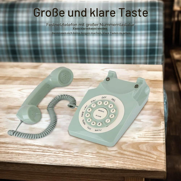Europäisches Telefon, Hellgrüner Pastoralstil 80er Jahre Klassisches Retro Antikes Vintage Festnetzt