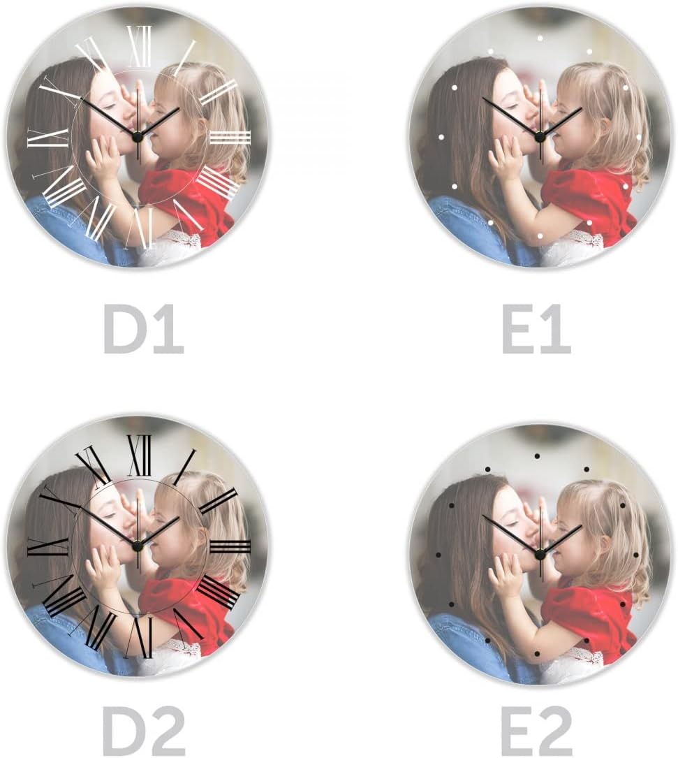 GRAVURZEILE Wanduhr aus Holz - Mit Foto Bild Personalisiert - Geräuscharm kein Ticken - 30 cm Ø - De