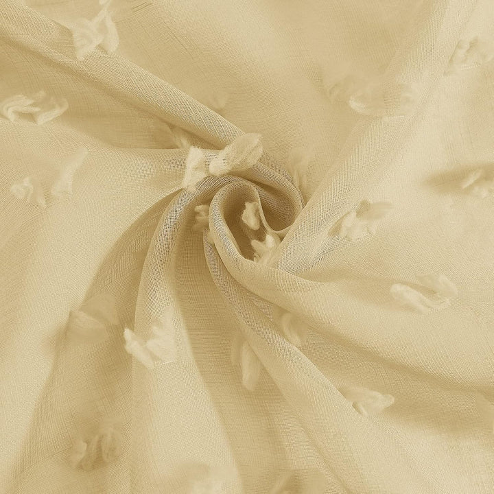 Joywell Beige Gardinen Wohnzimmer Vorhänge Transparente Voile Sheer Vorhänge Mädchenzimmer Leinenstr