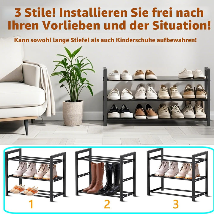 Erweiterbares Schuhregal, kleine Schuhaufbewahrung, schmale Schuhregale, Metall, schmales Schuhregal