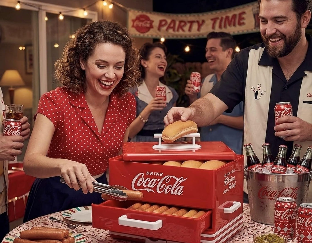 Salco Coca-Cola HotDog Steamer SHD-80CC,Retro, rot, perfekt für jeden
