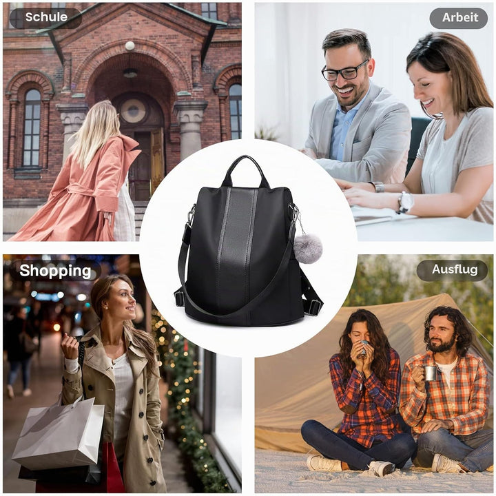 Miss Lulu Damen Rucksack Wasserdichte Nylon Schultaschen Anti-Diebstahl Tagesrucksack Schultertasche