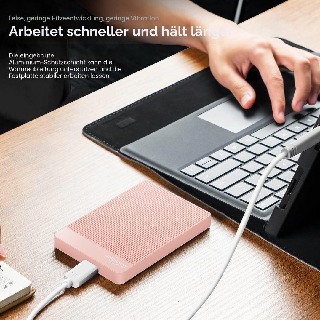 UnionSine Externe Festplatte 500GB ultradünn tragbar 2,5 Zoll USB 3.0, SATA, Festplattenspeicher für