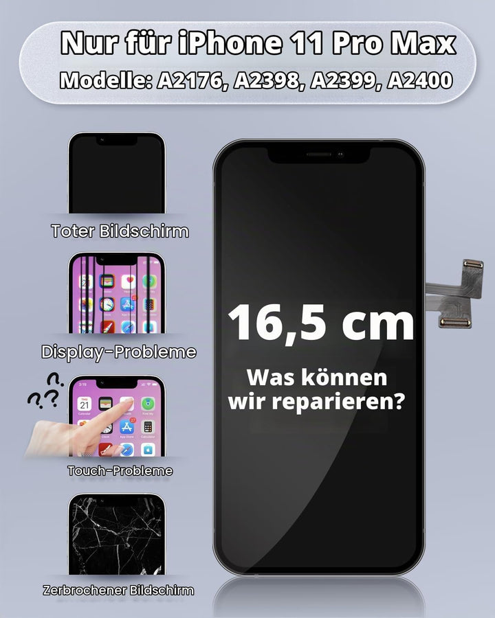 GULEEK Display für iPhone 11 Pro Max Bildschirm Ersatz 6,5 Zoll LCD Touchscreen 3D Touch Vormontiert