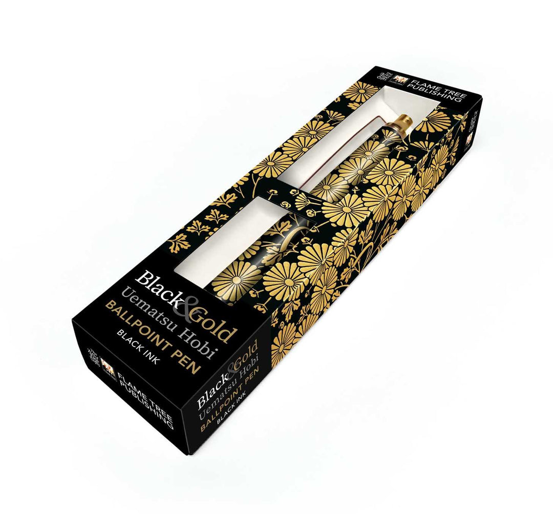 Premium Kugelschreiber: Uematsu Hobi, Chrysanthemen Schwarz &amp; Gold: Unser Hochwertiger Ballpoint Pen