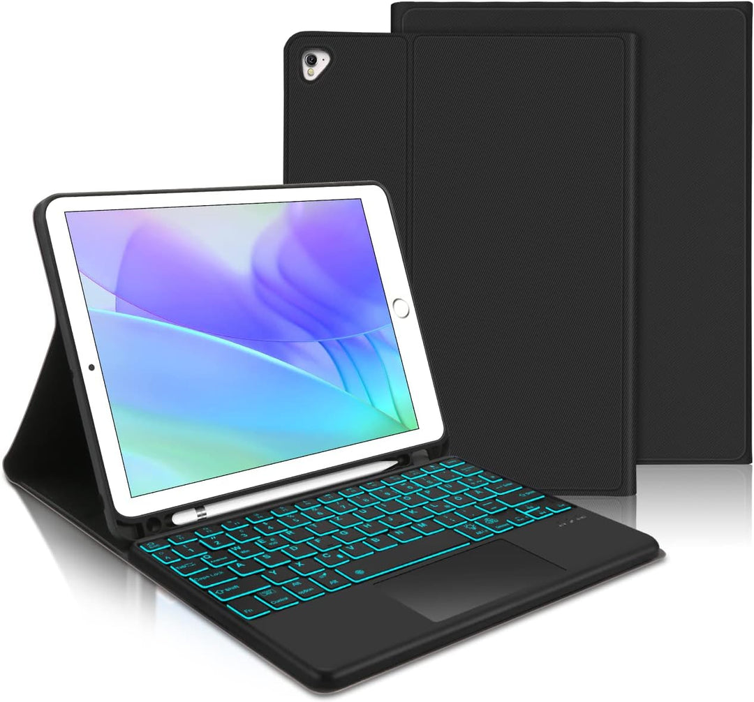 IVEOPPE Tastatur mit Touchpad Hülle mit iPad 2018 (6.Gen)/iPad 2017(5.Gen)/iPad Pro 9.7/iPad Air 2/i