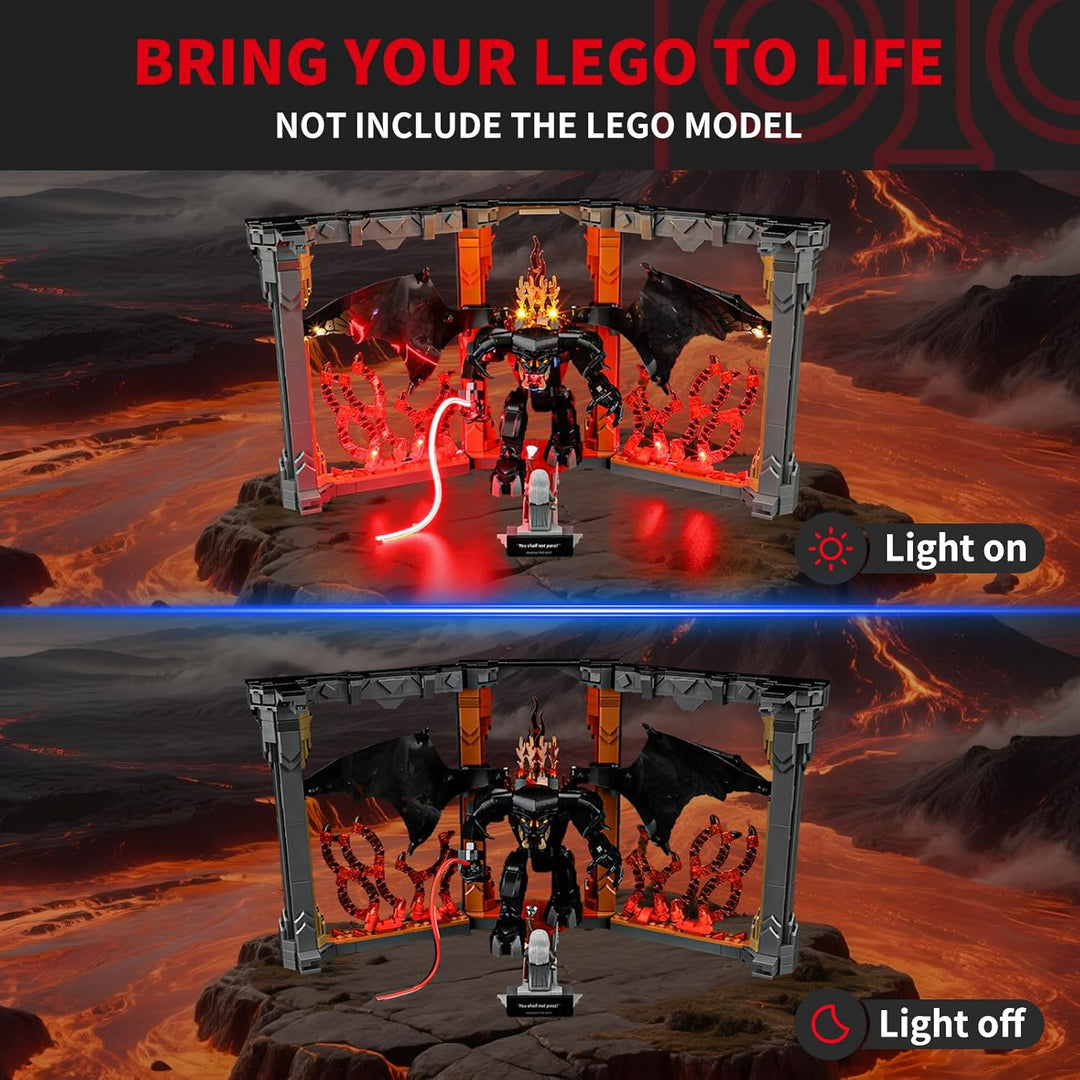 BRIKSMAX Licht für Lego Der Herr der Ringe: Balrog Bücherstütze 10367 - Compatible with Icons Bauste