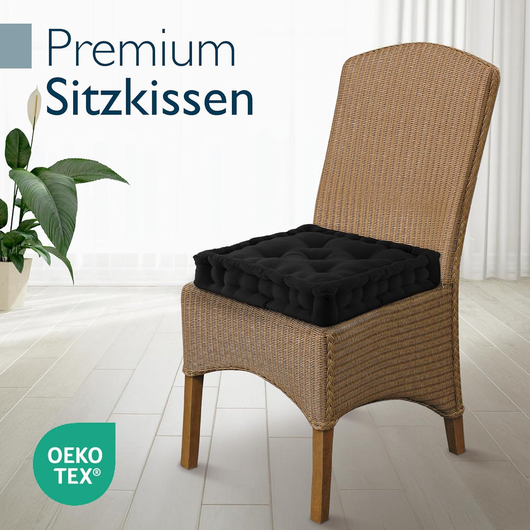 Beautissu 4er Set Bodenkissen Sitzkissen 50x50 cm - Dickes Matratzenkissen 10cm - 100% Baumwolle Stu