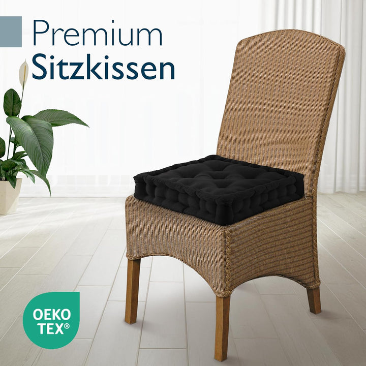 Beautissu Bodenkissen Sitzkissen Dickes Matratzenkissen mit Tragegriff | 50x50cm 10cm 100% Baumwolle