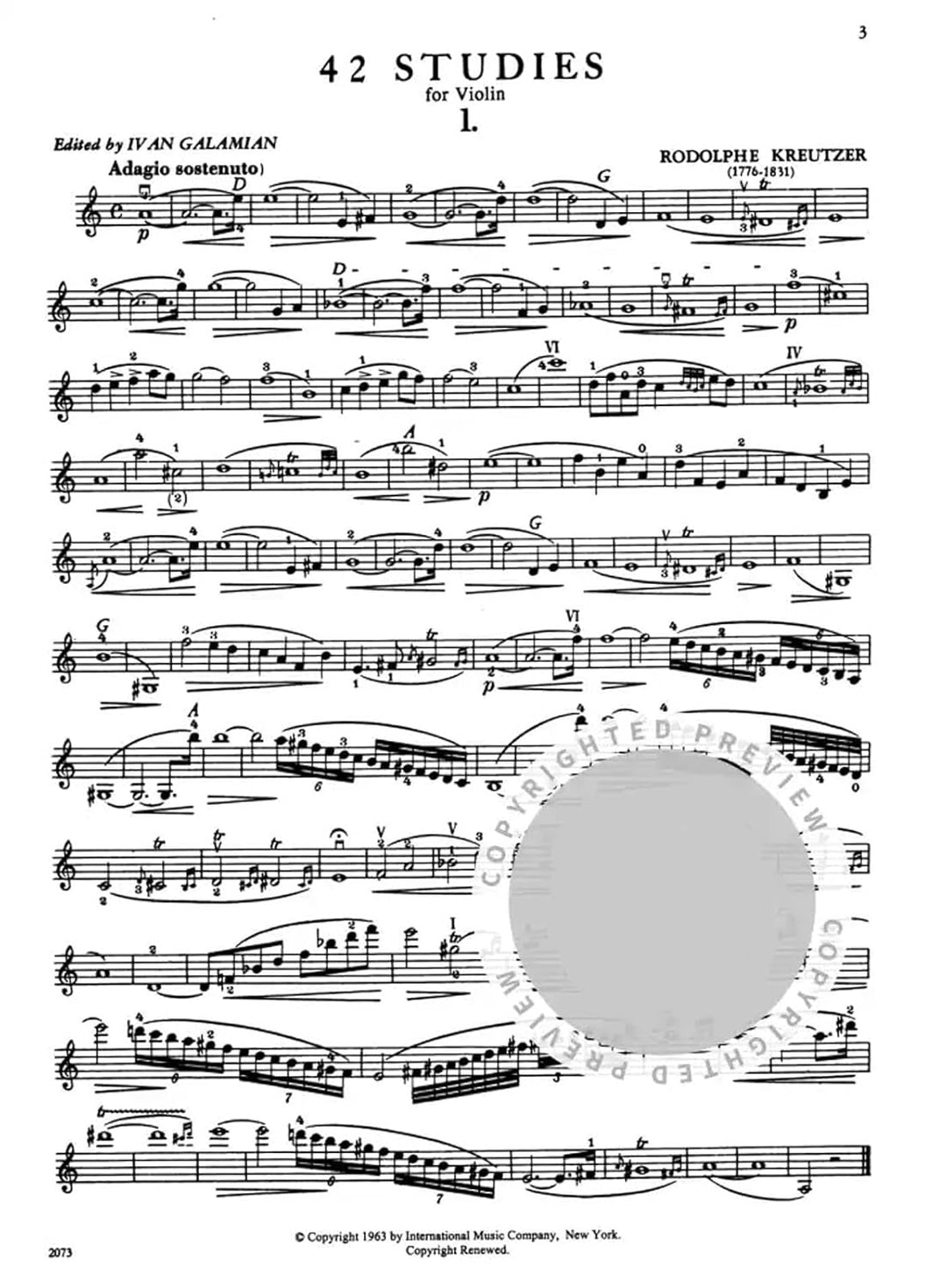 KREUTZER - Estudios y Caprichos (42) para Violin (Galamian)