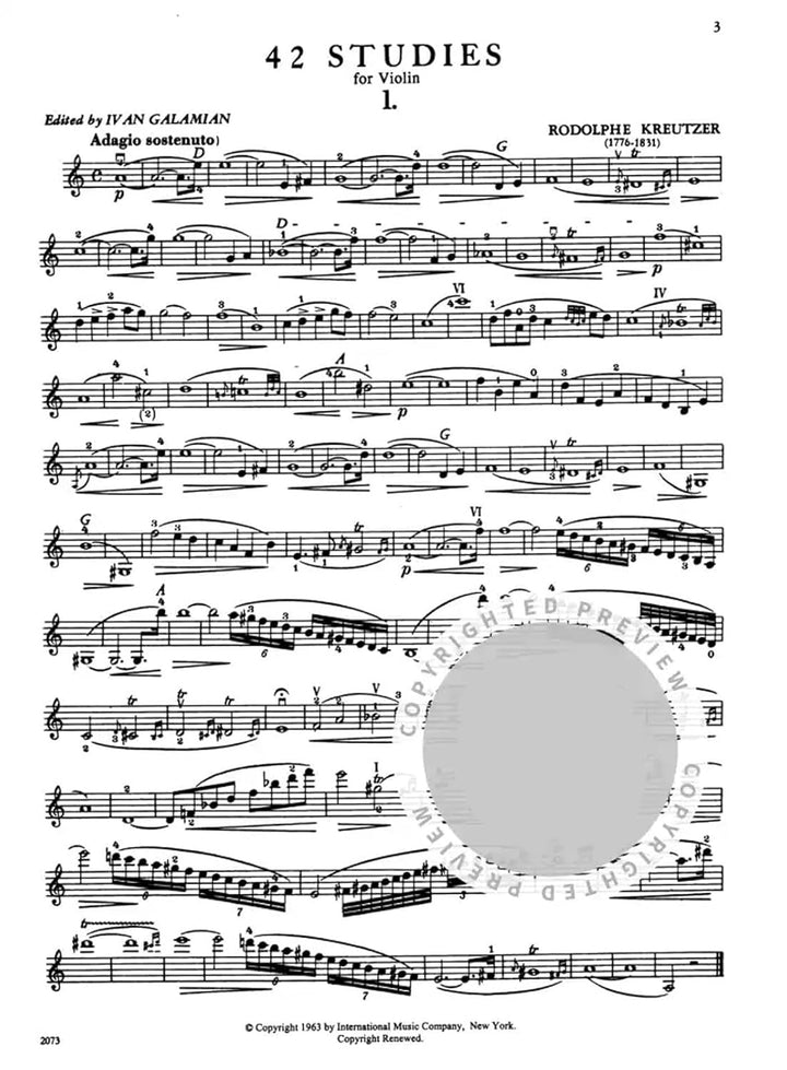 KREUTZER - Estudios y Caprichos (42) para Violin (Galamian)
