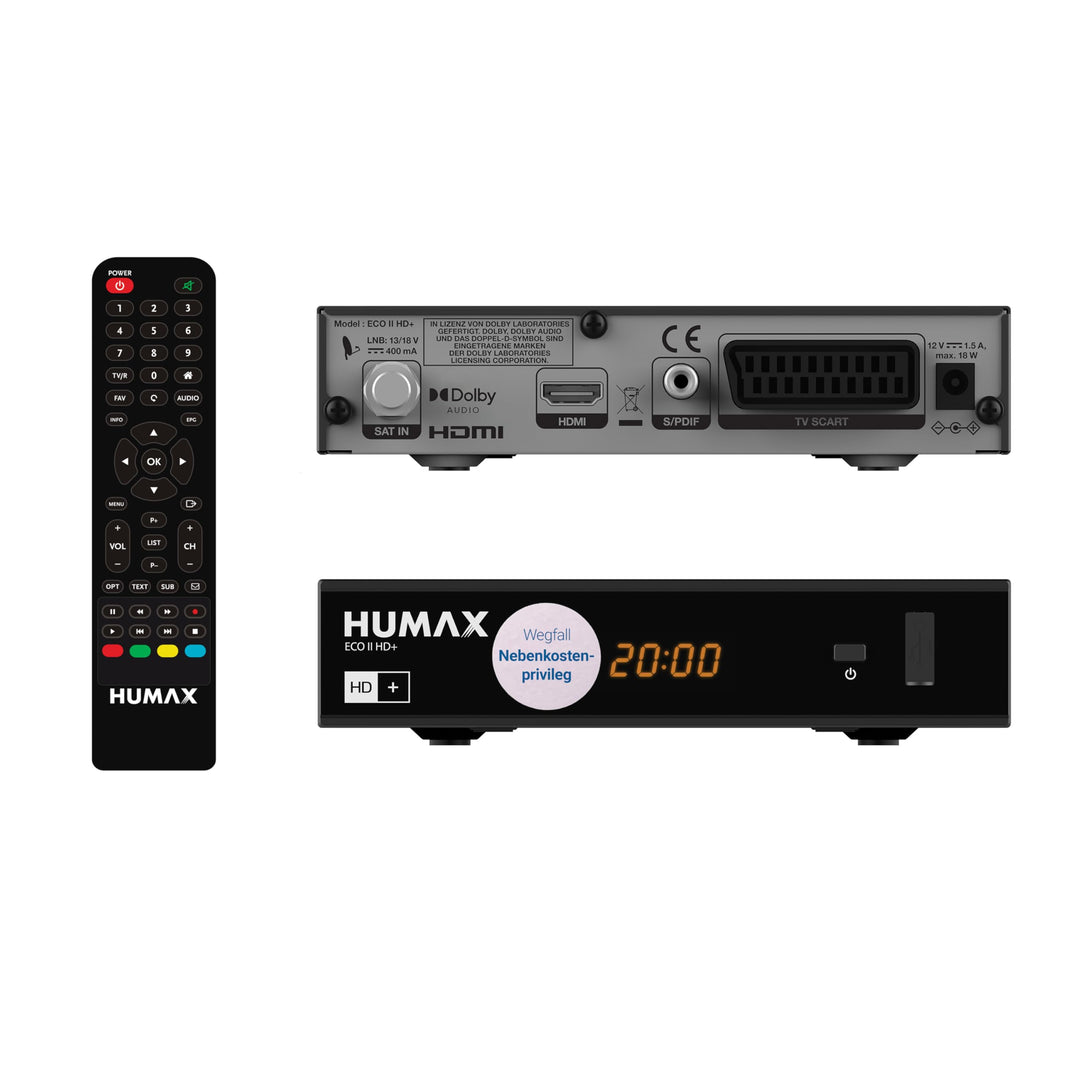 Humax Digital Eco II HD+ Satelliten-Receiver, DVB-S2 (HDTV, USB, geringer Stromverbrauch, HDMI und S