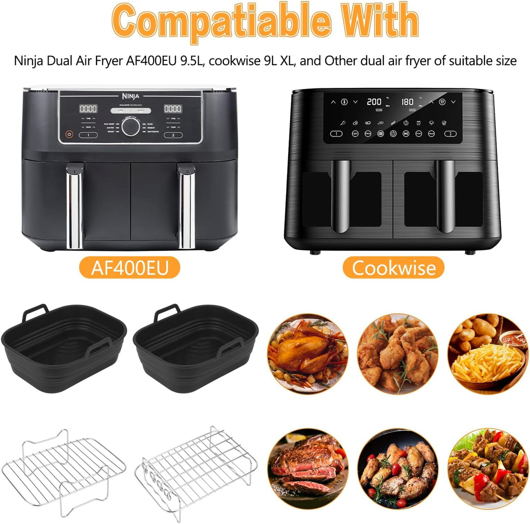 Heissluftfritteuse Zubehör für Ninja, Airfryer Zubehör für Ninja Foodi AF400EU AF451EU 9.5L Double S