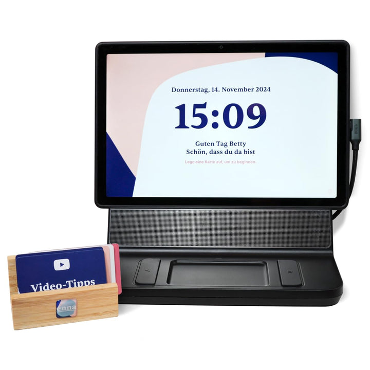 enna Dock inkl. 5 Starter-Karten - Tablet für Senioren, einfache Bedienung mit Karten, Videoanrufe m