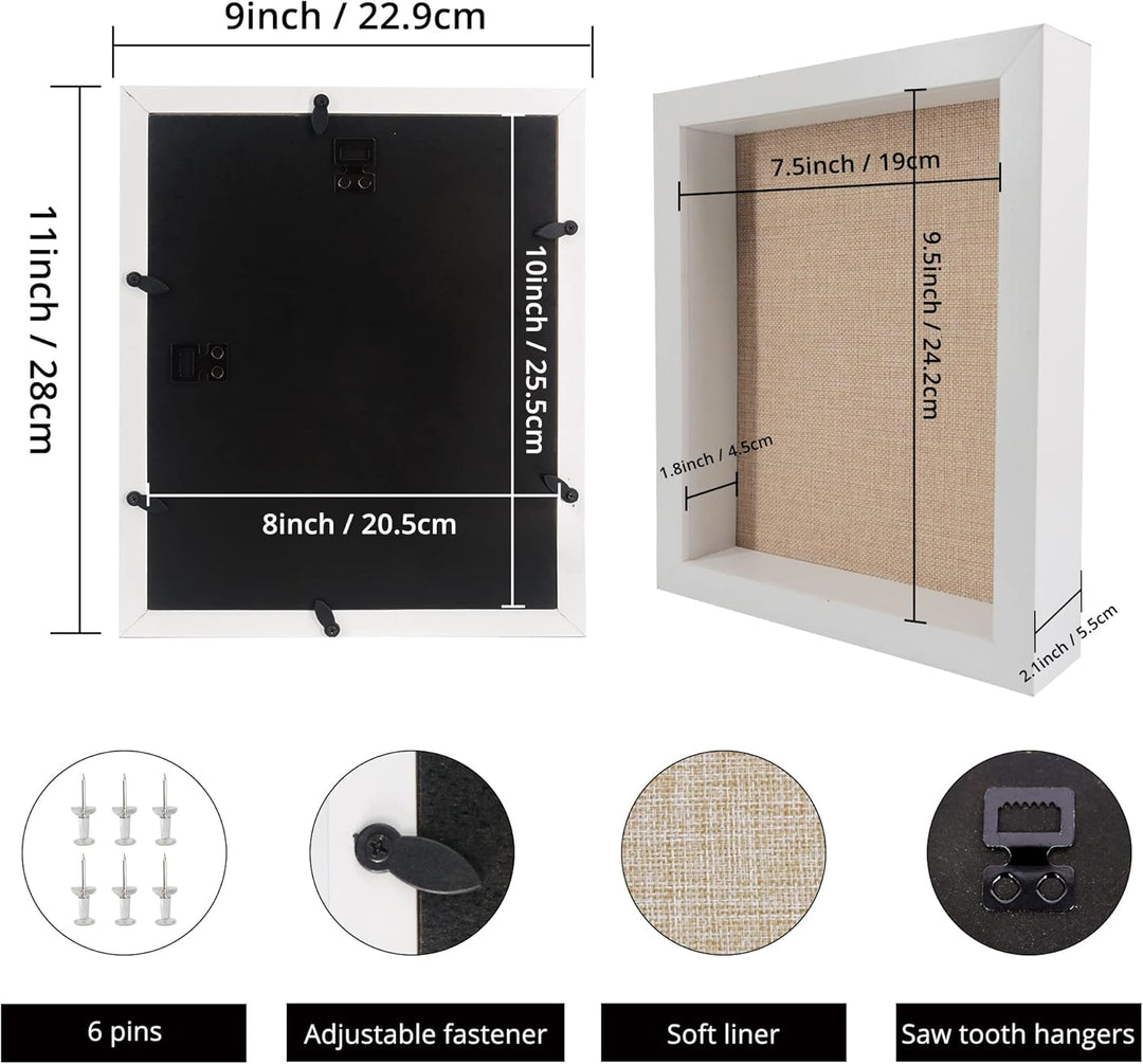 GraduatePro 3D bilderrahmen 23x28 zum befüllen schaukasten Wand für Weiss Objektrahmen Hochzeit Box