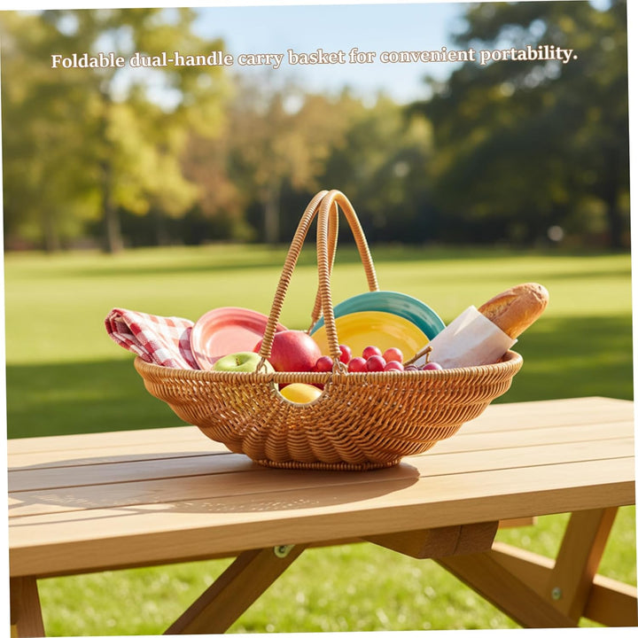 Grosser PP-Gewebe-Sammelkorb mit klappbarem Griff – Erntekorb für Gartengemüse für Picknick, Bauernh
