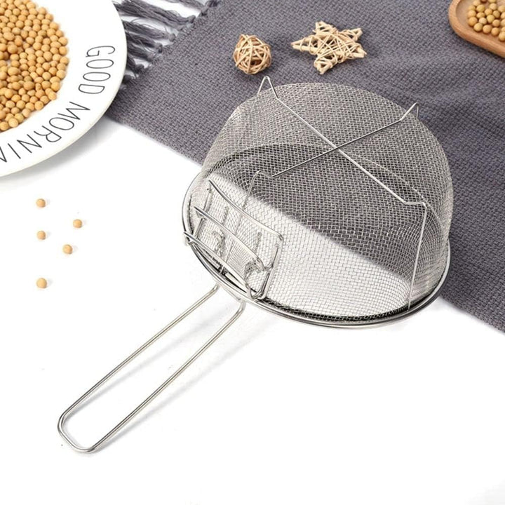 Frisierkorb mit Klappbarem Griff und Haken für die Pfanne - Runder Fritteusekorb - Edelstahl - 23 cm