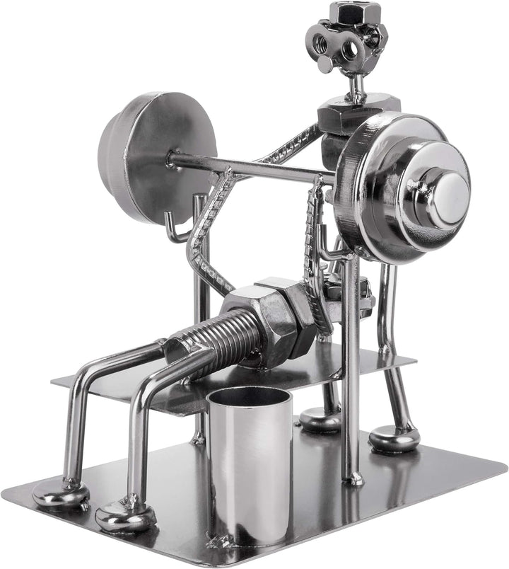 BRUBAKER Schraubenmännchen Bodybuilder Bankdrücken - Handarbeit Eisenfigur Metallmännchen - Metallfi
