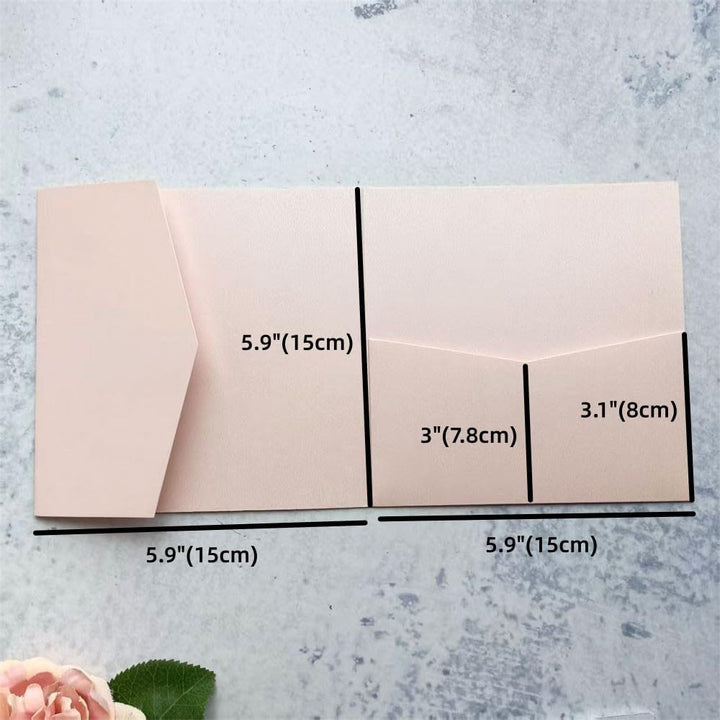 MillaSaw Einladungskarten für Hochzeit, quadratisch, 15 x 15 cm, Perlpapier, zartes Rosa, 25 Stück (