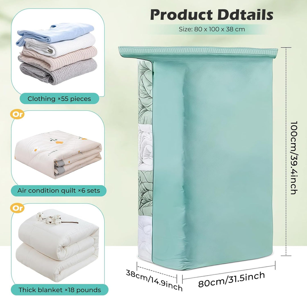 4 Pack Würfel Vakuumbeutel für Kleidung, Jumbo (80x100x38 cm), Wiederverwendbar Cube Vakuumbeutel fü