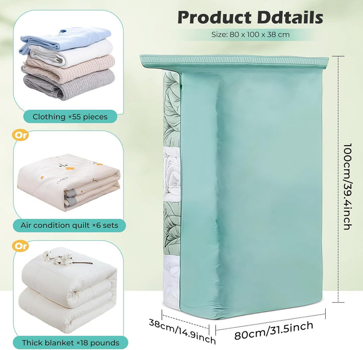4 Pack Würfel Vakuumbeutel für Kleidung, Jumbo (80x100x38 cm), Wiederverwendbar Cube Vakuumbeutel fü