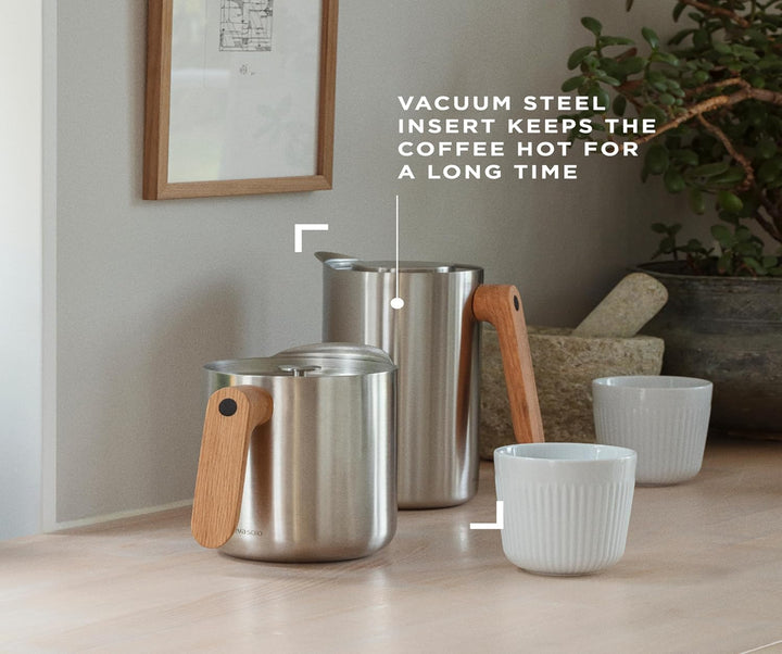 EVA SOLO | Isolierkanne 1,0l Nordic Kitchen Edelstahl | Der Vakuumstahleinsatz hält den Kaffee sehr