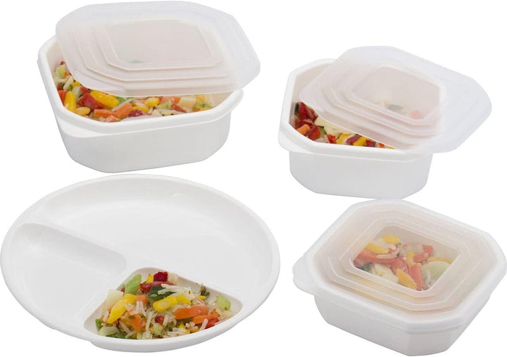 Westmark Mikrowellen-Geschirr, Set 5-tlg.: 3 Dosen inkl. Deckeln, 1 Menüteller, 1 Abdeckhaube, Kunst