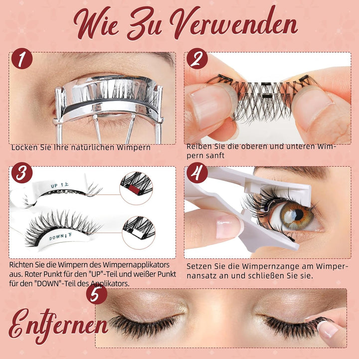 Higu clace Magnetische Wimpern,Magnet Wimpern Ohne Eyeliner,Magnetische Wimpern mit Applikator,Wimpe