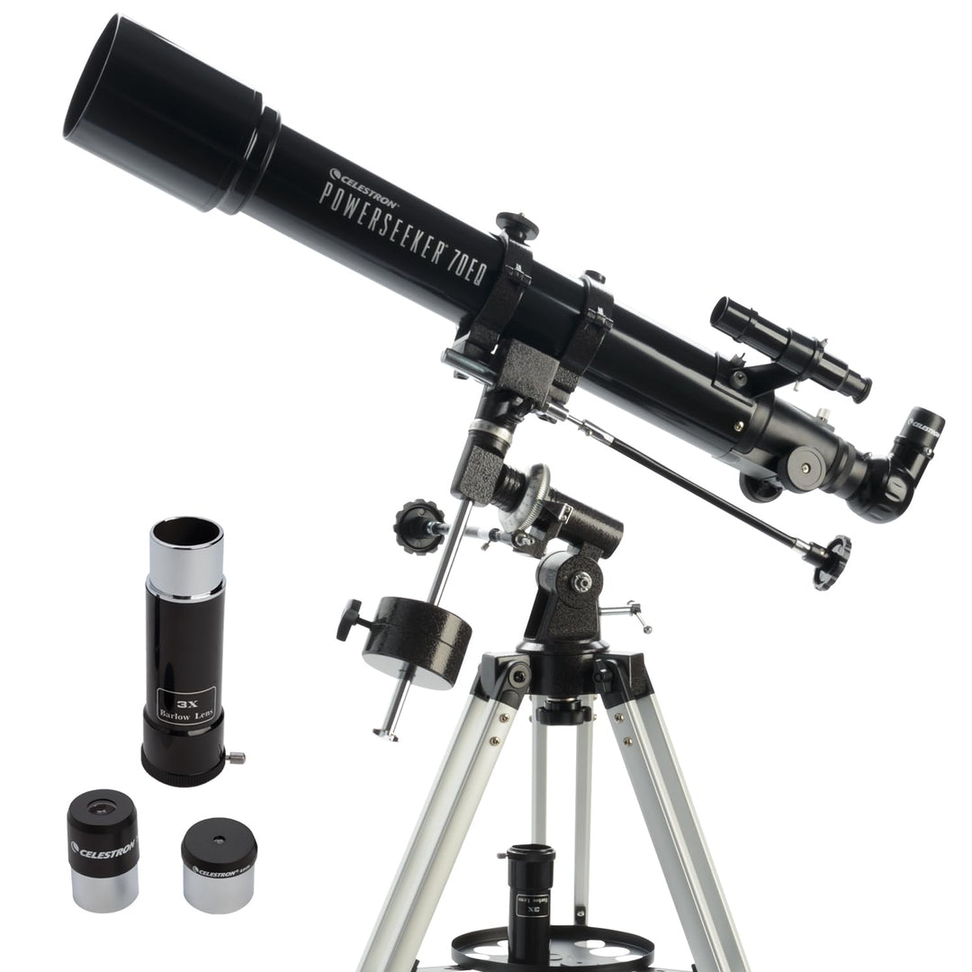 Celestron 21037 PowerSeeker 70EQ Refraktor – Schwarz, 70EQ Refraktor