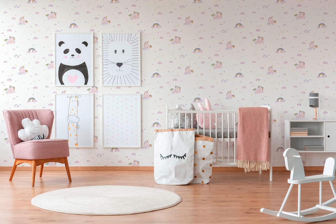 ROLLER A.S.Creation Papiertapete - Einhorn - weiss-rosa - 10 Meter Bunt Lila Weiss Boys & Girls 6, B