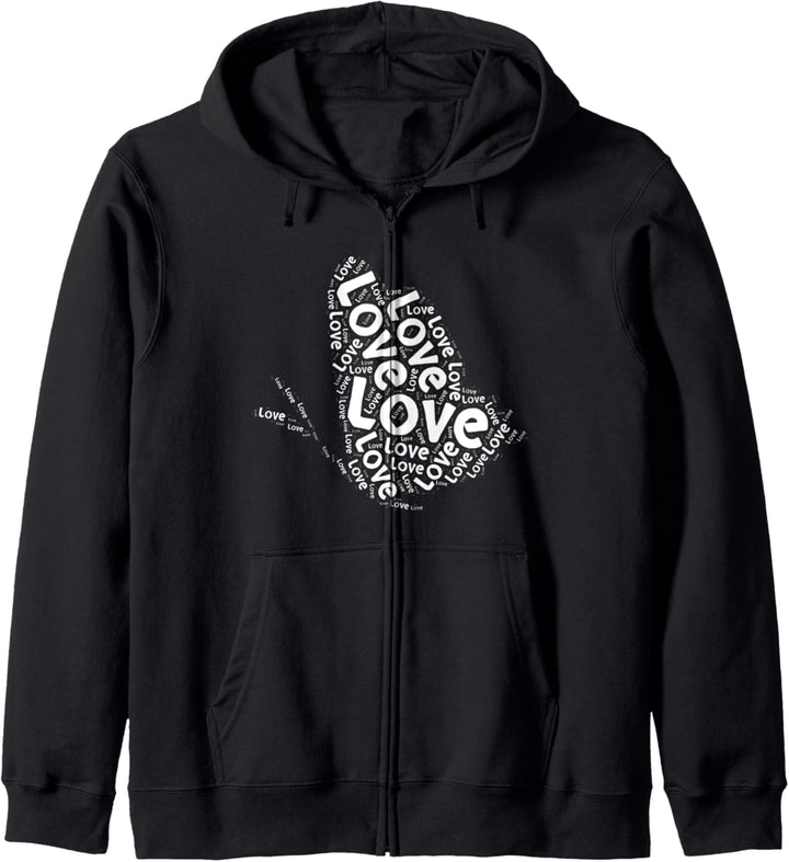 Liebe Schmetterlinge Silhouette Word Cloud Insect Kapuzenjacke