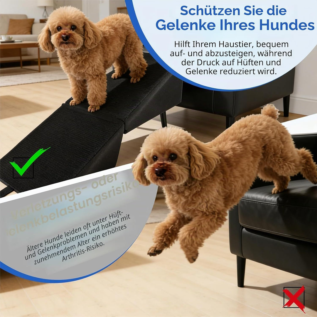 Hundetreppe Klappbar, rutschfeste Hunderampe &amp; Weiche Haustiertreppe für Baumwolle &amp; Leinen für Sofa