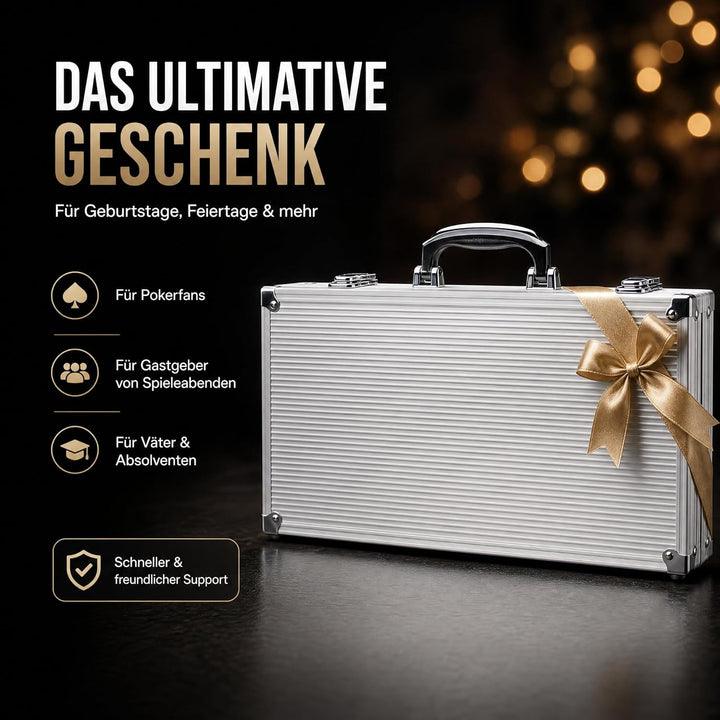 Poker-Chip-Set mit Nennwerten, 300 Stück, 11,5 g, professionelle nummerierte Chips mit Aluminiumkoff