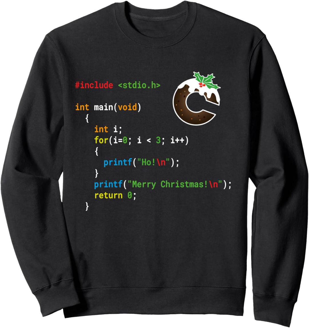 Funny Christmas Xmas C Code - Ho! Ho! Ho! Sweatshirt