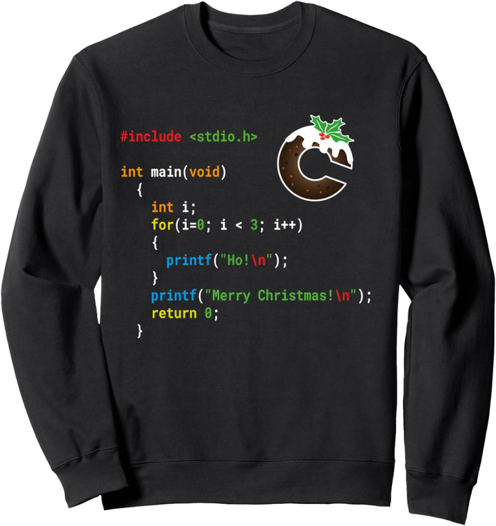 Funny Christmas Xmas C Code - Ho! Ho! Ho! Sweatshirt